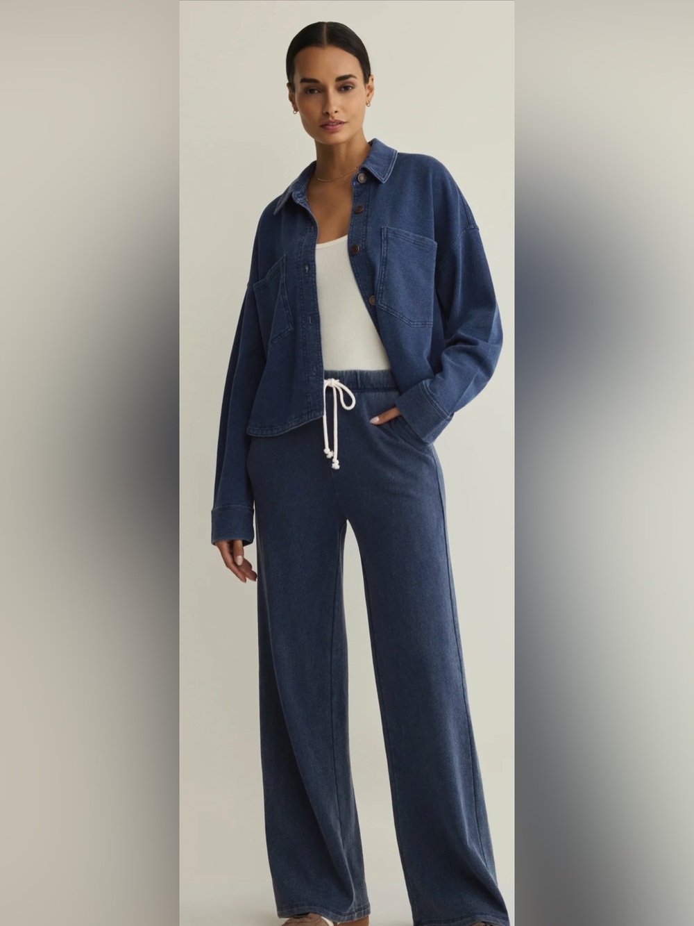 Z Supply All Day Cropped Knit Denim Jacket - Picture 2 of 9